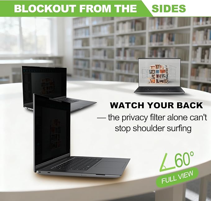Magnetic Laptop Privacy Screen 16 inch for 16:10 Computer Monitor, Removable Anti-Glare Screen Privacy Shield, Screen Filter and Protector for Laptop (13 9/16" × 8 1/2"), Fits (WUXGA 1920×1200)