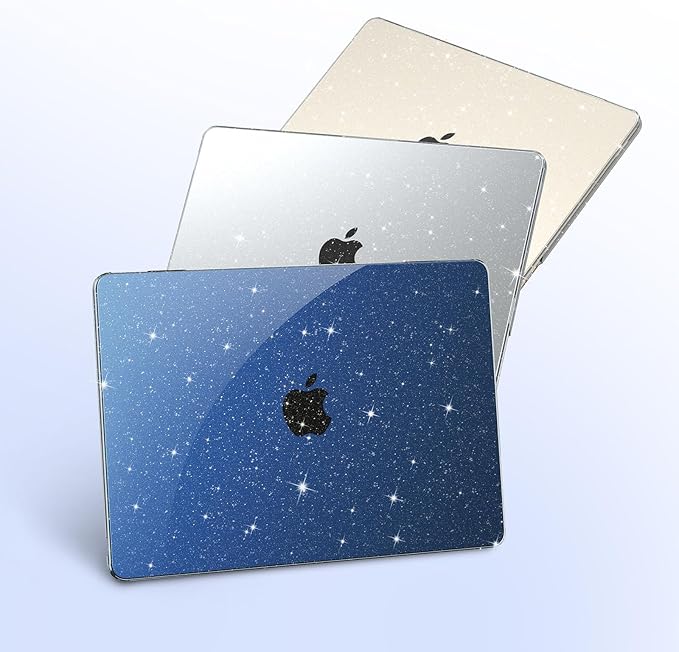 EooCoo Case Compatible with MacBook Air 13 inch M5 2026-2022 Release M4 M3 M2 A3449 A3240 A3113 A2681, Glitter Hard Shell&Keyboard Skin Cover&Screen Protector for Mac Air 13.6 inch, Sparkly Midnight