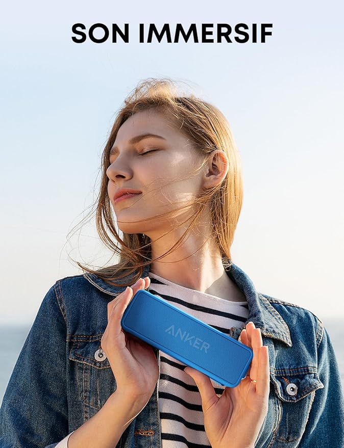 Anker SoundCore 2 12W Portable Wireless Bluetooth Speaker: Better Bass, 24-Hour Playtime, 66ft Bluetooth Range, IPX5 Water Resistance & Built-in Mic, Dual-Driver Speaker (Renewed)