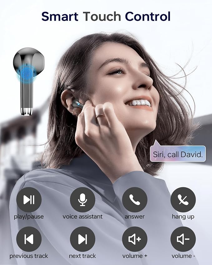 Wireless Earbuds Bluetooth 5.3 Headphones, 40Hrs Playback Stereo Ear Buds, Charcoal