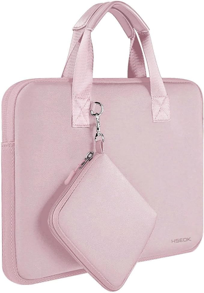 Hseok Laptop Sleeve 13.3-14 inch Case with Small Pouch, Neoprene Computer Bag Compatible with MacBook Neo/Pro 14 M5/M4/M3/M2/M1, Mac Air/Pro 13.3, XPS 14 and Most 13-14 inch Notebooks,Pale Pink