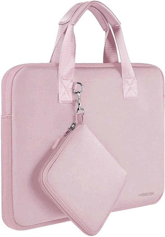 Hseok Laptop Sleeve 13.3-14 inch Case with Small Pouch, Neoprene Computer Bag Compatible with MacBook Neo/Pro 14 M5/M4/M3/M2/M1, Mac Air/Pro 13.3, XPS 14 and Most 13-14 inch Notebooks,Pale Pink