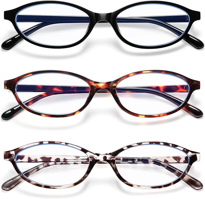 KUGUAOK Retro Oval Blue Light Blocking Glasses for Women 90s Small Cat Eye Eyeglasses Frame TV Bluelight Glasses