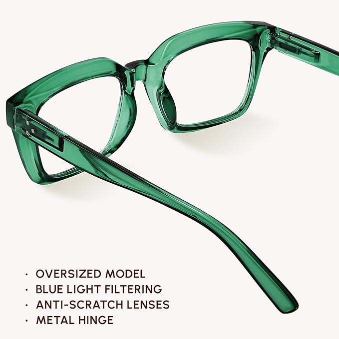 IBOANN Oversized Blue Light Glasses for Woman, Funky Fashion Glasses With Preppy Look, Reduce Screen Fatigue Computer Glasses
