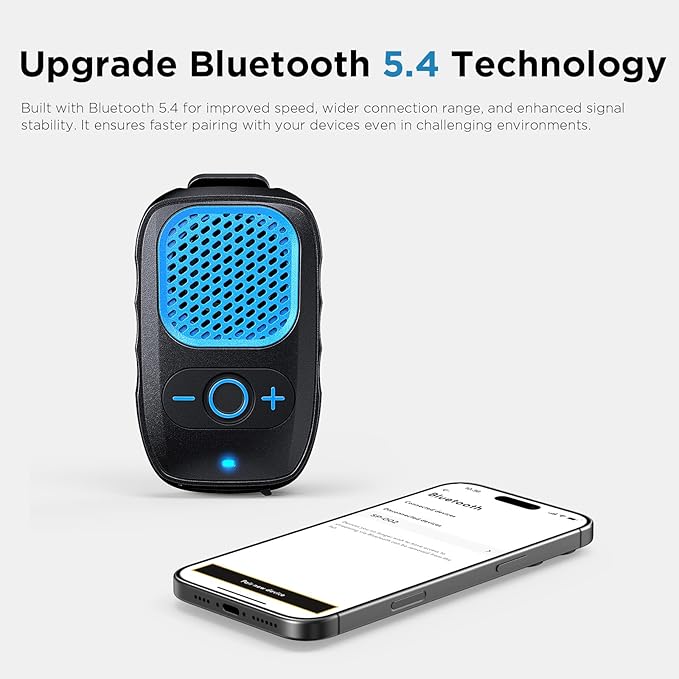 Wearable Bluetooth Speaker, 30H Working Time Clip-On Wireless Jobsite Pro Water-Resistant Portable Speaker, Built-in Mic for Hands-Free Music and Calls (Purple)