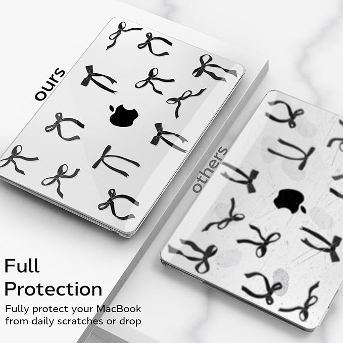 B BELK Compatible with MacBook Air 13 inch Case M5 2026 2025 2024-2022 M4 M3 M2 A3449 A3240 A3113 A2681, Plastic Hard Shell+Keyboard Cover+Screen Protector for MacBook Air 13.6 inch Case, Black Bow