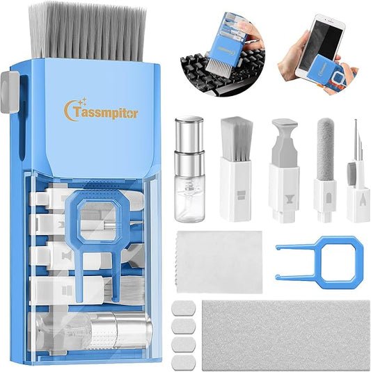 Tassmpitor Laptop Cleaning Kit, All in 1 Keyboard Cleaning kit for MacBook iPad iPhone, Compact Keyboard Cleaner with Brush and Spray for Tablet, Airpods, Earbud, Computer Screen, PC Monitor, SkyBlue by Tassmpitor