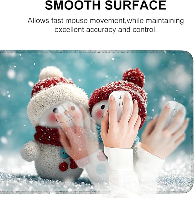 Mouse Pad, Large Anti-Slip with Stitched Edges Desk Mat Desktop Laptop Computer Desk Keyboard Mat,Table Protector Blotter Mat (Two Snowman, 35.4" x 15.7")