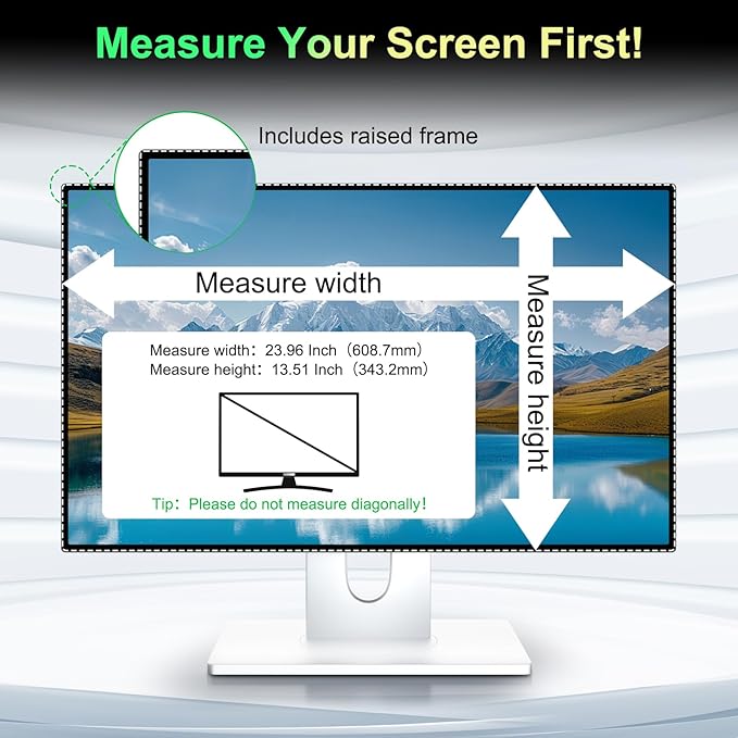 2 Pack Magnetic Computer 27 Inch Privacy Screen for 16:9 Aspect Ratio Widescreen Monitor, Anti Glare Blue Light Protector Shield Filter for Eyes, Removable Computer Monitor Privacy Screen 27 inch