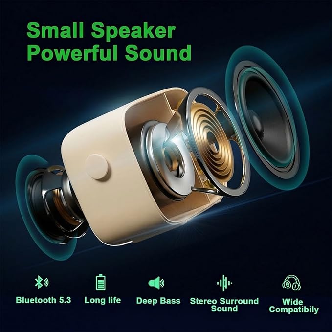 Retro Bluetooth Speaker, Vintage Decor, Gifts for Women Men Teen Girls,Portable Wireless Bluetooth Speaker, Cute Aesthetic Style for Office Kitchen Desk Bedroom Outdoor Support USB/TF Card/AUX (Beige)