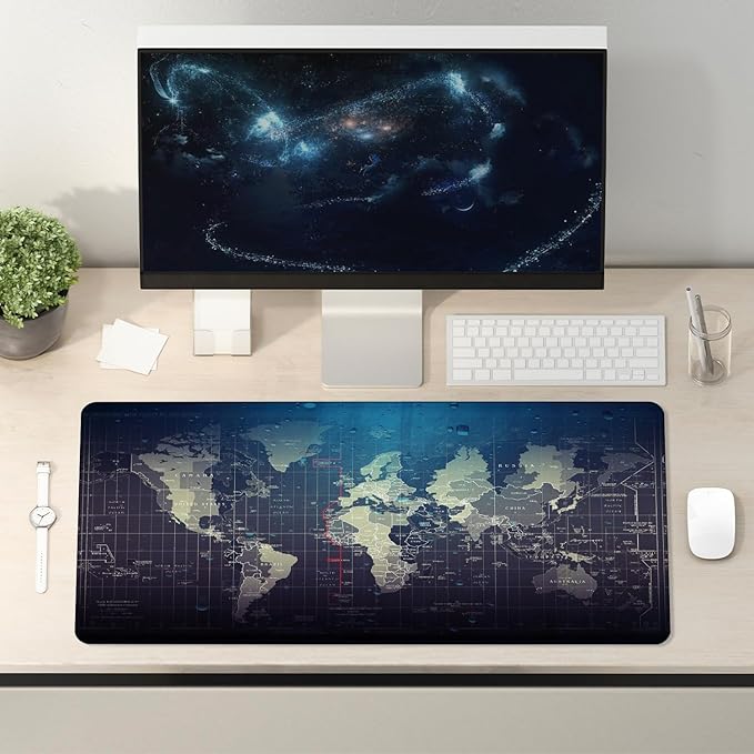 World Map Mouse Pad 31.5x15.7inch, Map of The World Mouse Pads for Wireless Mouse Computers Laptop Desk Accessories