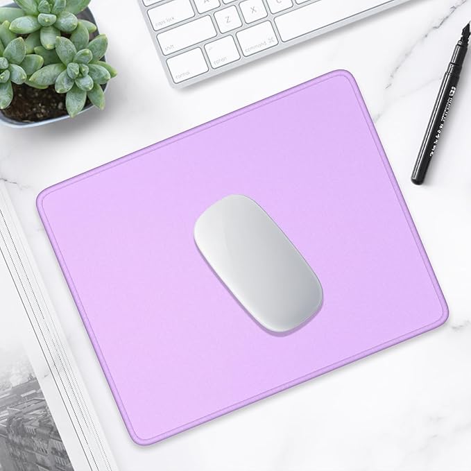 Hsurbtra Mouse Pad, Premium-Textured Square Mousepad 10.2 x 8.3 Inch, Stitched Edge Anti-Slip Waterproof Rubber Pretty Cute Computer Mat for Office Gaming Laptop Women Kids Vanilla Purple