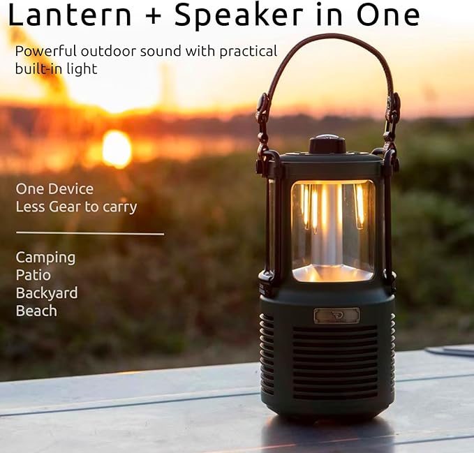 Dreamwave Conqueror Lantern Speaker, 30W RMS / 60W Max Portable Outdoor Camping Bluetooth Speaker with Light, 29H Playtime, IP66 Waterproof Dustproof, Bass & Treble EQ, TWS Stereo, Arctic White