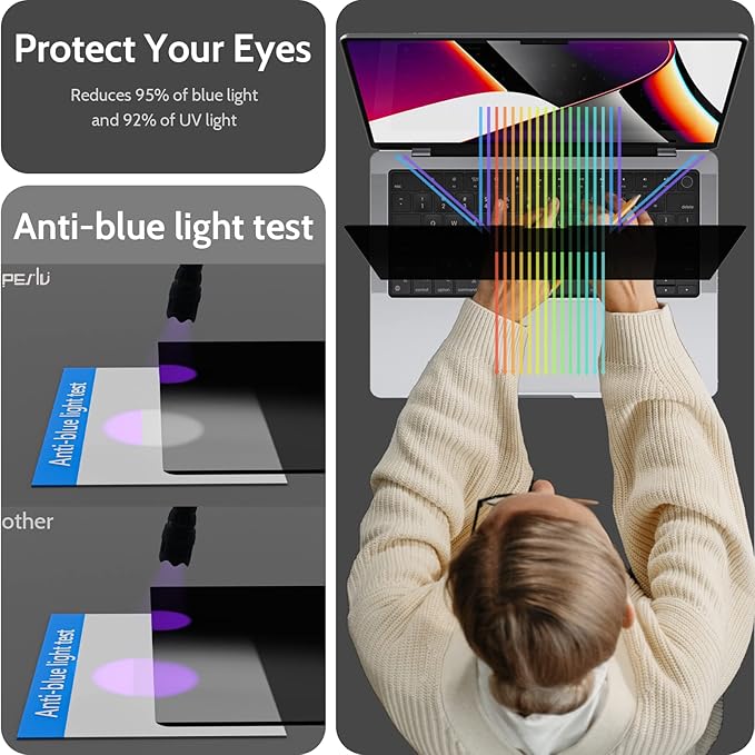 Peslv Magnetic Privacy Screen for MacBook Pro 14 Inch (2021-2026, M1, M2, M3, M4, M5), Removable Matte Blue Light Glare Filter for Mac Pro 14.2" Laptop Computer
