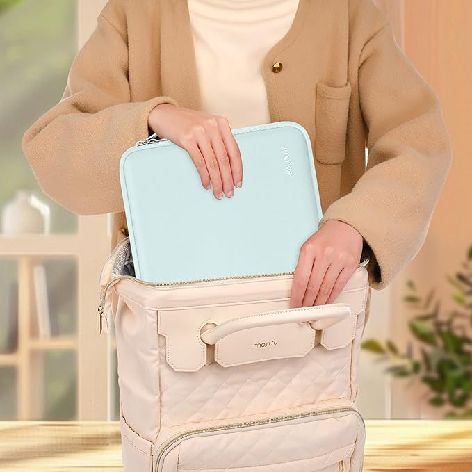 MOSISO Laptop Case 13.3 inch, 13-13.3 inch Laptop Sleeve Bag Compatible with MacBook Air/Pro 13/Pro 14 M5 M4 M3 M2 M1, HP Dell ASUS Lenovo, Neoprene Computer Sleeve Bag with Small Case, Ice Green