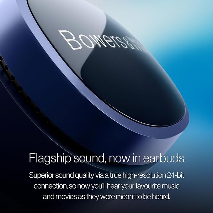 Bowers & Wilkins Pi8 Wireless Bluetooth Earbuds (Midnight Blue), in-Ear Bluetooth Earphones with Qualcomm & aptX Lossless, Active Noise Cancelling Earbuds, 3 Built-in Mics, 15-Min Quick Charging