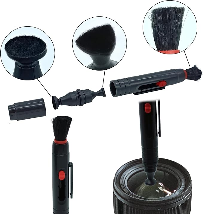 Lens Cleaning Kit Contains 2 Pcs Rubber Rocket Air Blower Duster, Lens Cleaning Pen, Blower Brush Dust Cleaner and Carrying Pouch, for Lens, Camera, SLR, Telescope, Magnifying Glass, Phone - Image 3