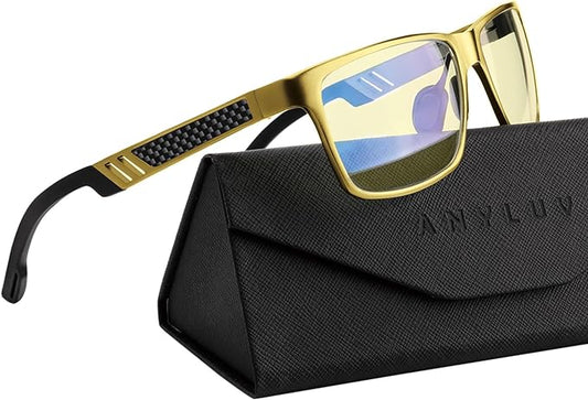 ANYLUV Blue Light Blocking Glasses Men Computer Gaming Glasses Lightweight Al-Mg Metal Anti Eyestrain Eye Protection