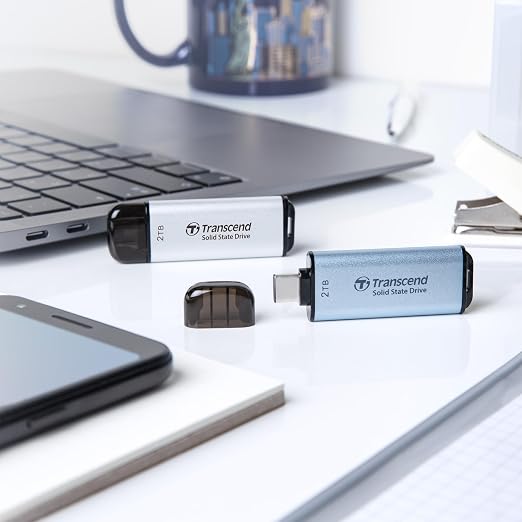 Transcend ESD300 2TB External SSD, Up to 1,050MB/s, Type C USB Drive for iPhone17,16,15, iPad&Mac/Pixel10/Tesla/Steam Deck/ROG Ally/MSI Claw/Android/PS5, Smart TV, USB 3.2 Gen2 Portable SSD- Silver - Image 9
