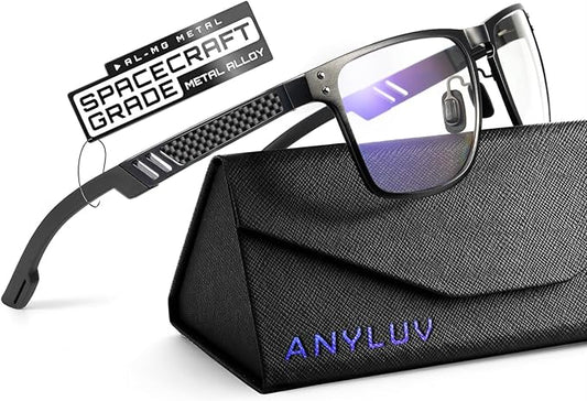 ANYLUV Blue Light Blocking Glasses Men Computer Gaming Glasses Lightweight Al-Mg Metal Anti Eyestrain Eye Protection