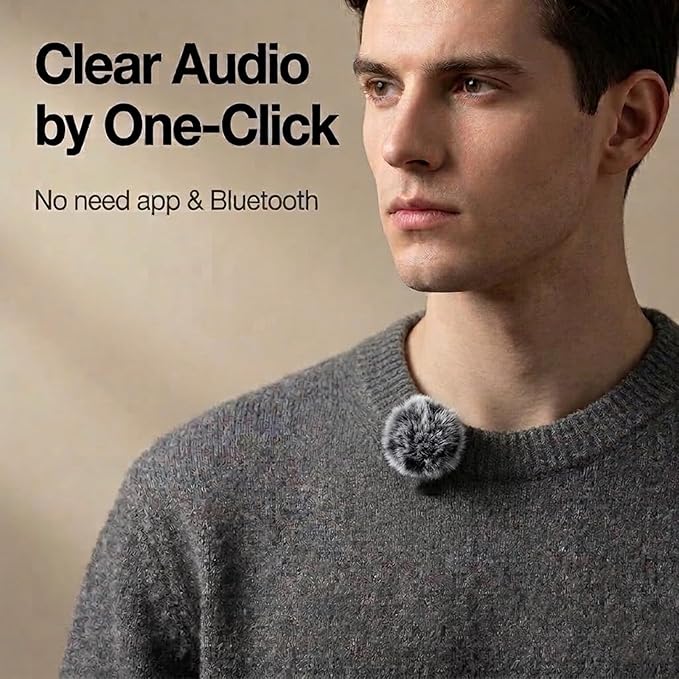 2 Pack Wireless Lavalier Microphone for iPhone 15, Android, USB C, ipad with Adapter Included, Noise Cancellation Mini Lapel Mic for YouTube, Recording, Vlog, Facebook Live Streaming