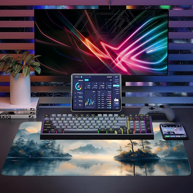 Mouse Pad, Large Anti-Slip with Stitched Edges Desk Mat Desktop Laptop Computer Desk Keyboard Mat,Table Protector Blotter Mat (Mountain, 35.4" x 15.7")