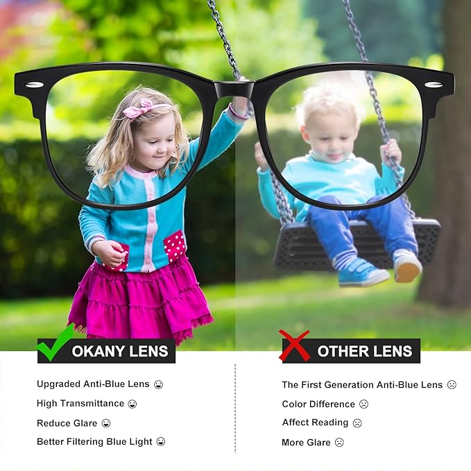 Okany Blue Light Glasses for Kids 3 Pack Anti Glare & Eye Strain Glasses Computer TV Phone Tablets UV Protection Glasses
