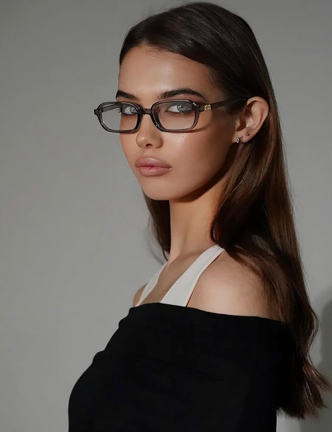 Slocyclub Square Blue Light Blocking Glasses for Women Men Vintage Rectangular Frame Eyeglasses Retro Small Square Glasses