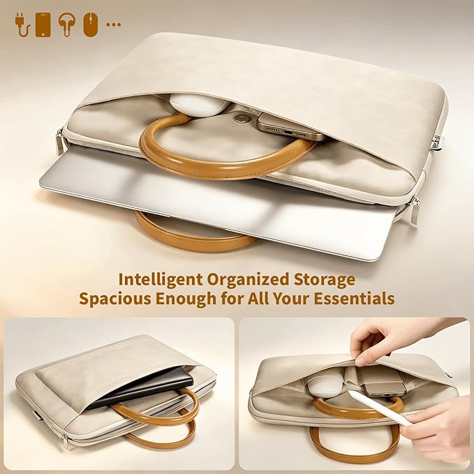 15" Laptop Case Sleeve with Handle, PU Waterproof Laptop Bag, Shockproof Computer Bag Compatible with 15" HP Dell Acer