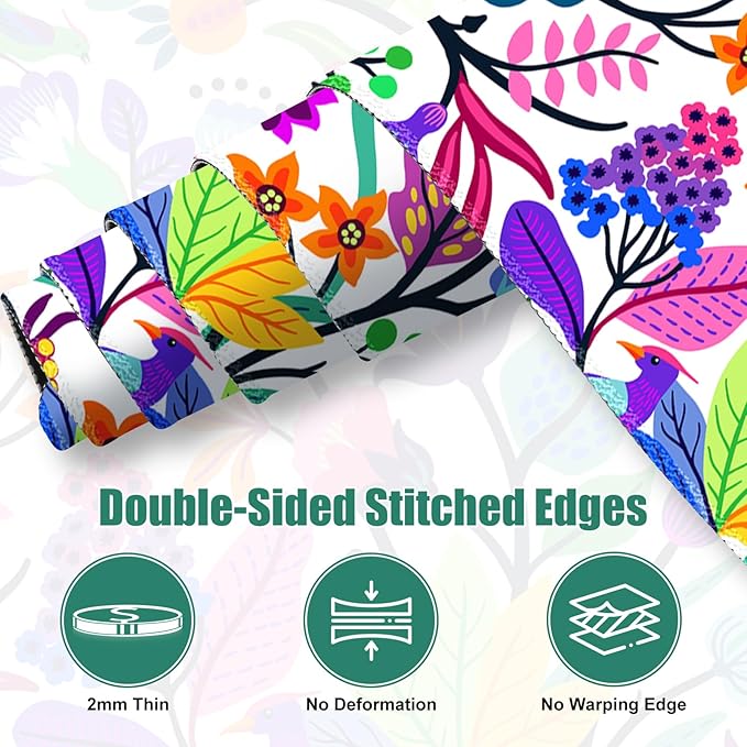 Colorful Flowers Desk Matt for Desktop, Mouse Pad Mat, Desk Mat for Keyboard and Mouse, XXL Large Mouse Pad for Desk, Anti-Slip Big Mousepad with Stitched Edges, Mouse Mat for Computer Laptop Women