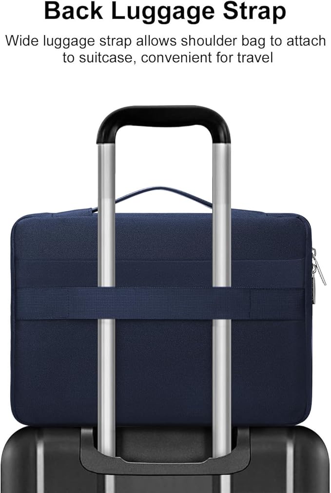 MOSISO 360 Protective Laptop Case 16 inch,15-15.6 inch Laptop Sleeve Compatible with MacBook Pro 16 M5 M4 M3 M2 M1,HP Acer Dell Lenovo ASUS,Side Open Bag with 2 Raised&1 Flapover Pockets, Navy Blue