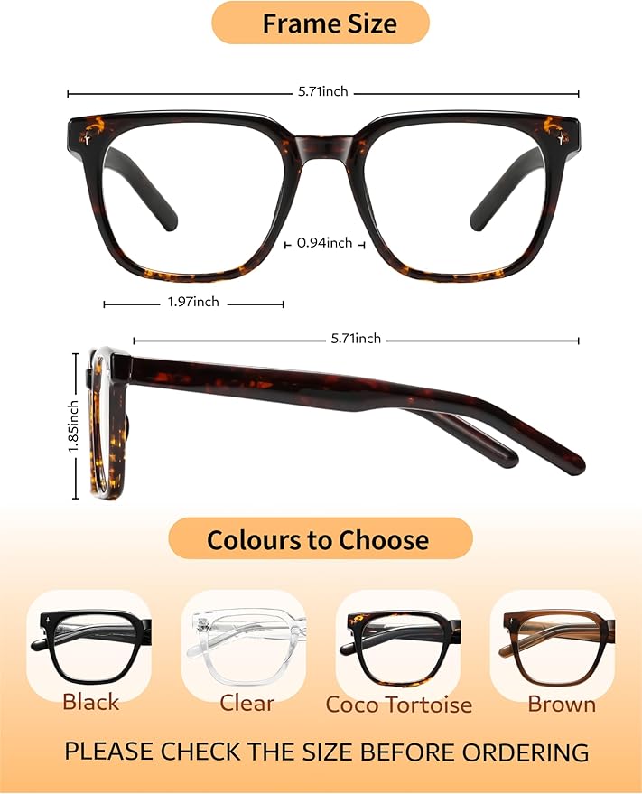 Overzied Square Blue Light Glasses for Woman Man Anti Glare Reduce Eyestrain for Gaming/Computer/Screen