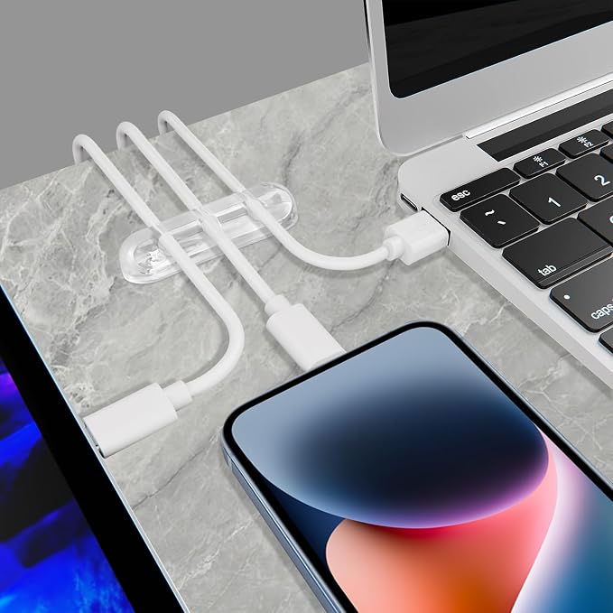 SOULWIT Cable Holder Clips, 3-Pack Cable Management Cord Organizer Clips Silicone Self Adhesive for Desktop USB Charging Cable Nightstand Power Cord Mouse Cable Wire PC Office Home - Image 2