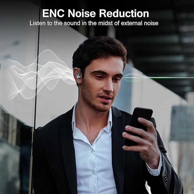 Wireless Earbuds, 2026 Bluetooth 5.4 Headphones HiFi Stereo, Bluetooth Earbuds with ENC Noise Cancelling Mic, IP7 Waterproof in Ear Earphones, 68H Dual LED Display Ear buds for Workout Sports