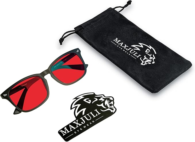 MAXJULI 99.9% Blue Light Blocking,Computer Reading/Gaming/TV/Phones Glasses for Women Men(Red) 6001