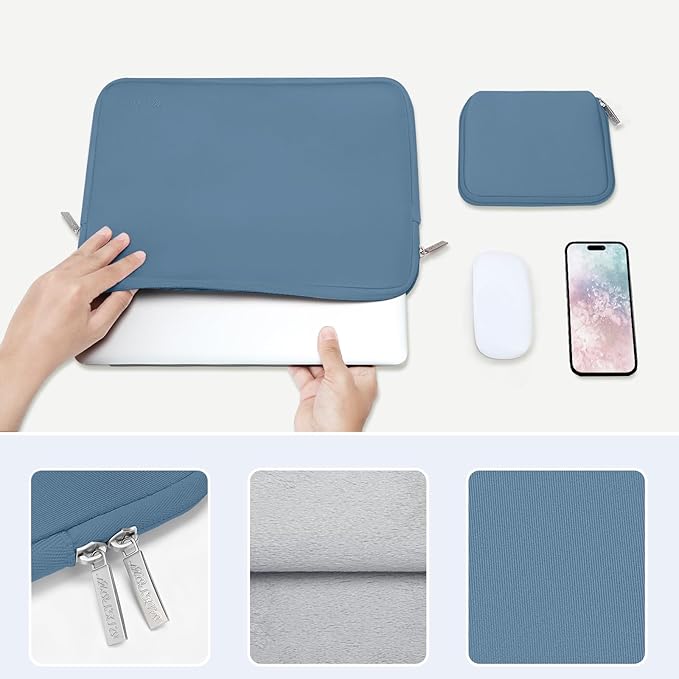 MOSISO Laptop Case 13.3 inch, 13-13.3 inch Laptop Sleeve Bag Compatible with MacBook Air/Pro 13/Pro 14 M5 M4 M3 M2 M1, HP Dell ASUS Lenovo, Neoprene Computer Sleeve Bag with Small Case, Navy Lime