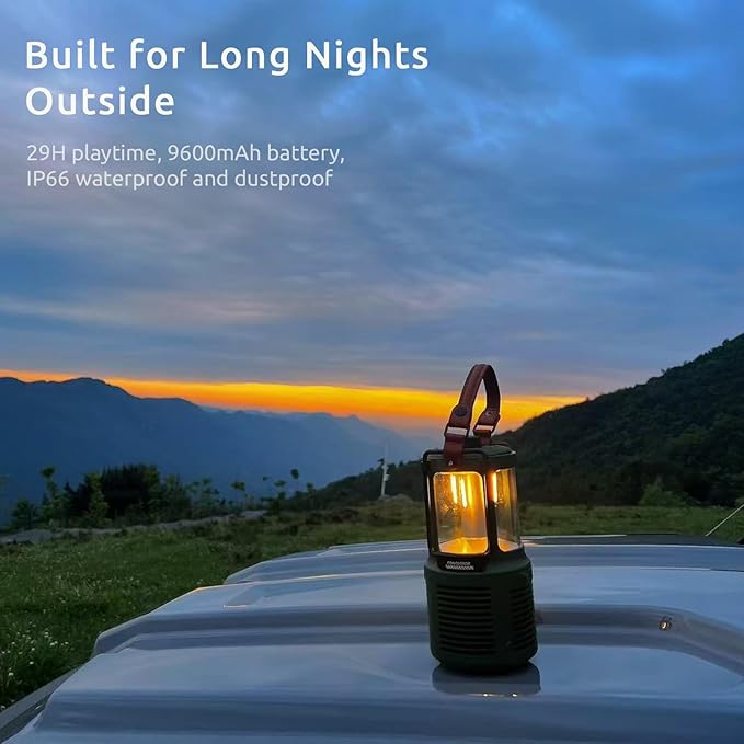 Dreamwave Conqueror Lantern Speaker, 30W RMS / 60W Max Portable Outdoor Camping Bluetooth Speaker with Light, 29H Playtime, IP66 Waterproof Dustproof, Bass & Treble EQ, TWS Stereo, Arctic White