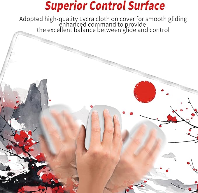 Cherry Blossom Mouse Pad Sakura 36x12 Desk Mat Japanese Desk Pad Gaming Large Mousepad Long Mouse Mat Extended Computer Mat for Wireless Mouse Non Slip Work Women