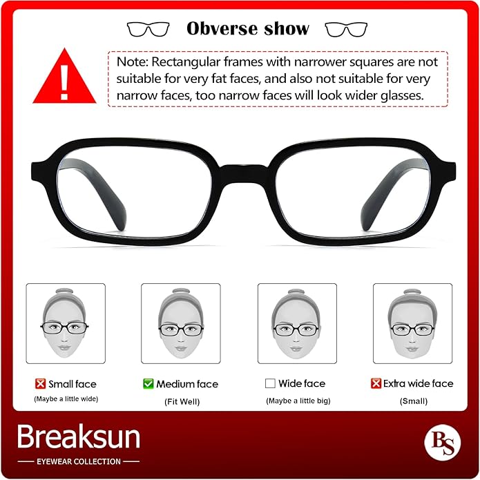 Breaksun Retro Rectangle Glasses for Women Men Small Square Blue Light Blocking Glasses Vintage Eyeglasses