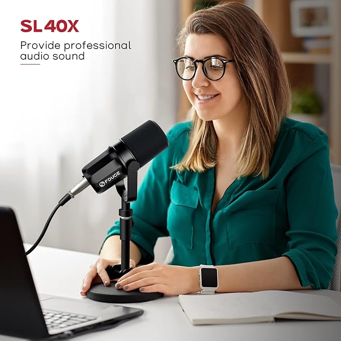 FDUCE XLR Dynamic Microphone for Vocal Recording, Podcasting, Gaming, Live Streaming&Broadcasting, All Metal Cardioid Mic, Voice-Isolating Technology SL40X
