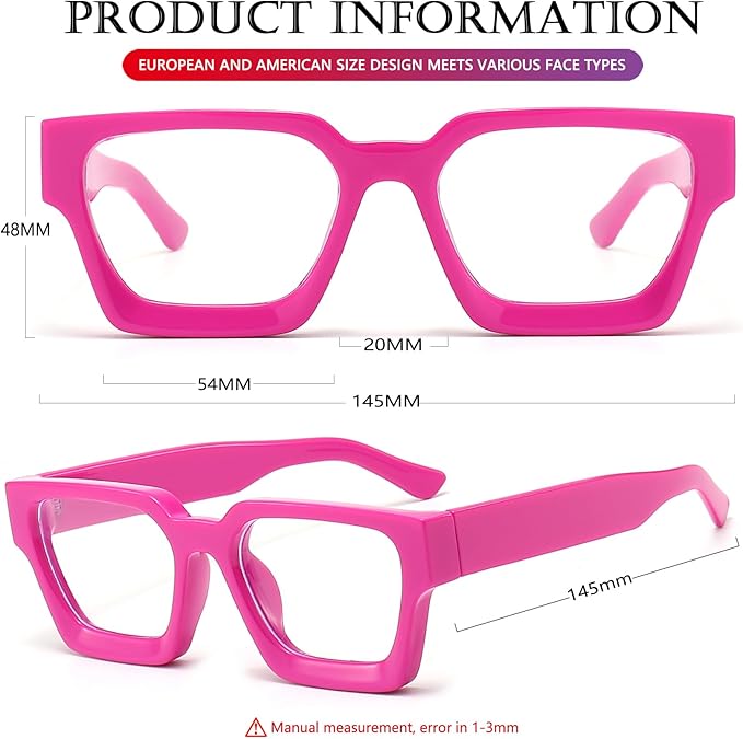 AIEYEZO Square Thick Frame Glasses for Women Men Fashion Blue Light Glasses Trendy Chic Computer Eyeglasses