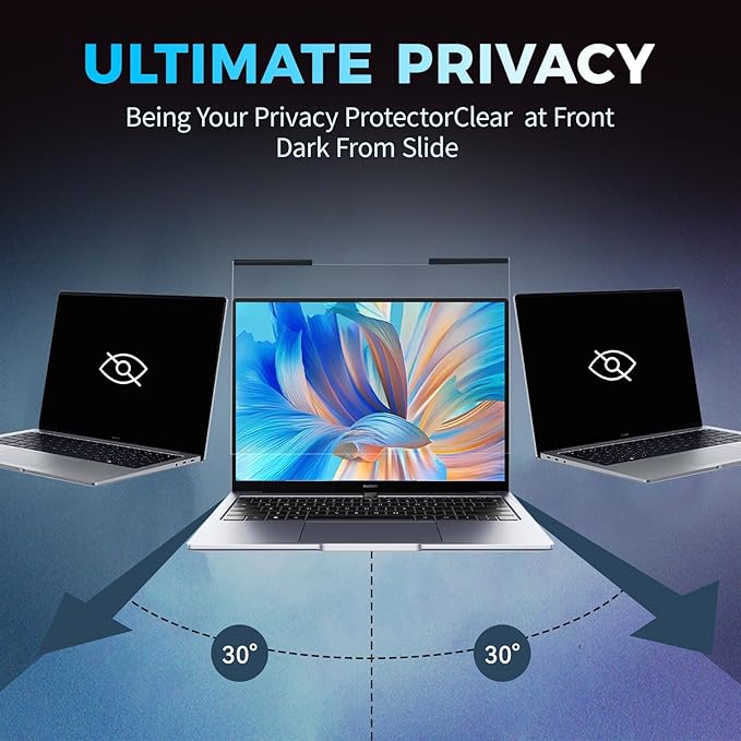 2Pack Magnetic Laptop Privacy Screen Filter 13.3 inch for 16:9 Widescreen Computer Monitor, Removable Anti Blue Light Privacy Shield, Anti-Glare Protector