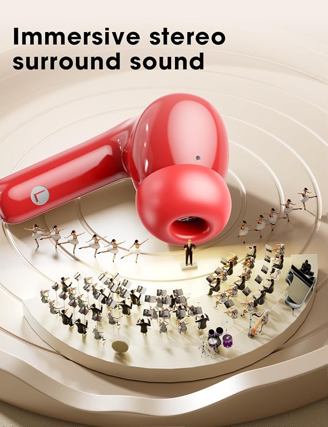 ZZU Wireless Earbuds, 2025 Ear Buds with Big Bass Stereo Sound, Lightweight Bluetooth Earbuds with 48 Hours Playtime, in-Ear Fit Earphones, IPX7, Hands-Free Calls with AI for iPhone, Android, Pad