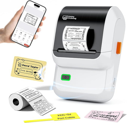 Label Maker, M100 Address Label Printer, Versatile App with 4000 Icons and 300 Templates, Barcode Bluetooth Label Printer for Small Business, Home, Office, School Organization, White