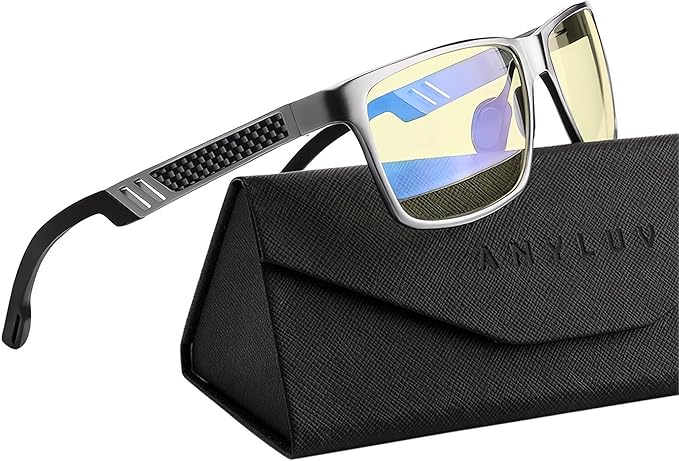 ANYLUV Blue Light Blocking Glasses Men Computer Gaming Glasses Lightweight Al-Mg Metal Anti Eyestrain Eye Protection