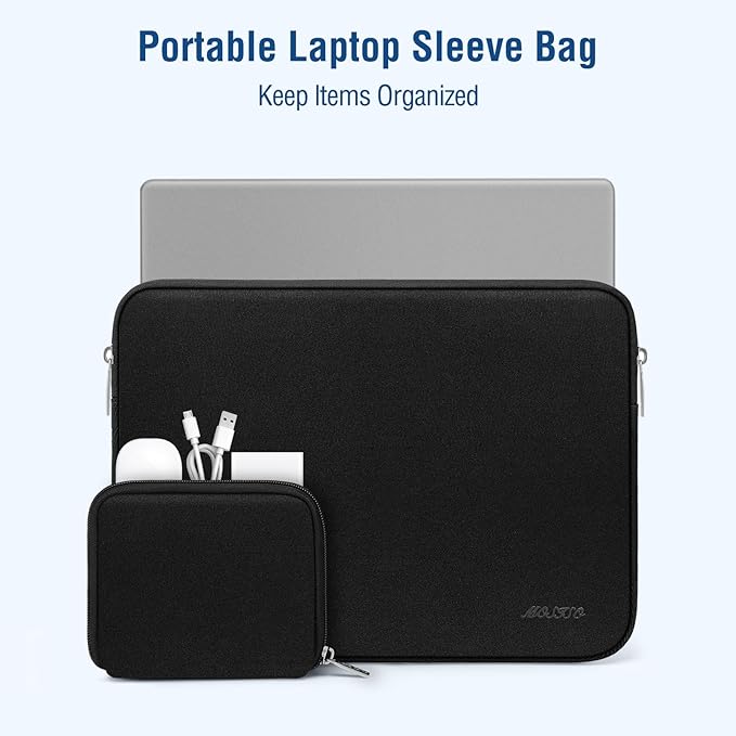MOSISO Laptop Case 15 inch, 15 inch Laptop Sleeve Bag Compatible with MacBook Air M5 A3448 M4 A3241 M3 A3114 M2 A2941 2026-2023, Dell XPS, Neoprene Computer Sleeve Bag with Small Case, Black
