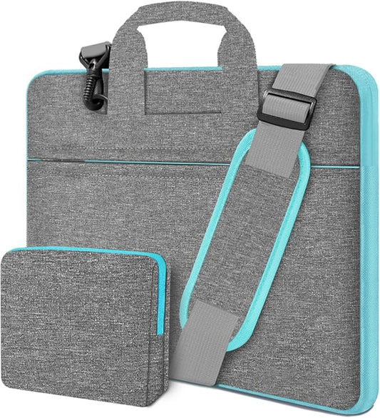 Hseok Laptop Shoulder Bag 13-14 inch Shockproof Water-Resistant HandBag with Small Case Compatible with MacBook Pro/Neo 14" M5/M4/M3/M2/M1, Mac Air/Pro 13.3", XPS 13/14, Most 13"-14" PC,DK gray-blue