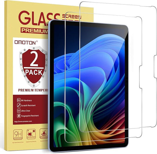 OMOTON Screen Protector for Microsoft Surface Pro 12 inch 2025, Tempered Glass/Case Friendly/Surface Pen Compatible, 2 Pack