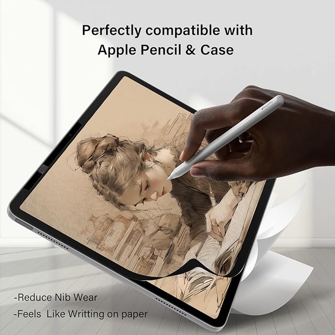 Paper Screen Protector Compatible with iPad Pro 11 Air 5th/4th(2018-2022) 10.9In Removable Draw and Write Like on Paper, Anti Blue Light Filter, Sensitivity Film, Apple Pencil & Case Friendlly