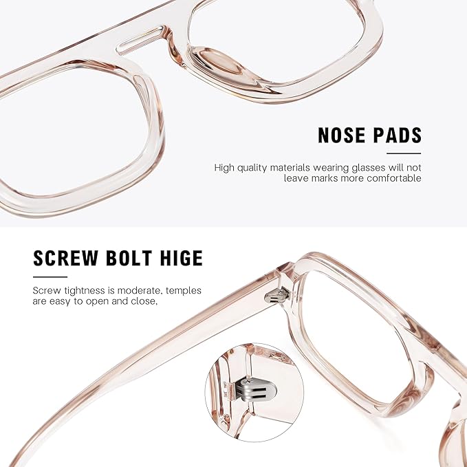 MEETSUN Oversized Retro Square Aviator Computer Blue Light Blocking Glasses for Women Men Fashion Fake Eyeglasses
